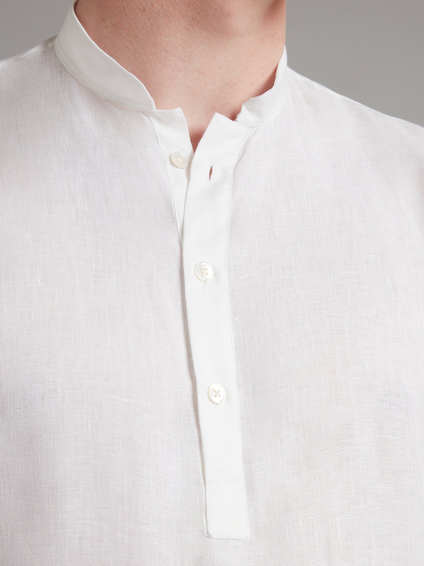 Linen Shirt Half Placket - White