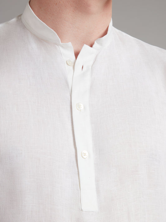 Linen Shirt Half Placket - White