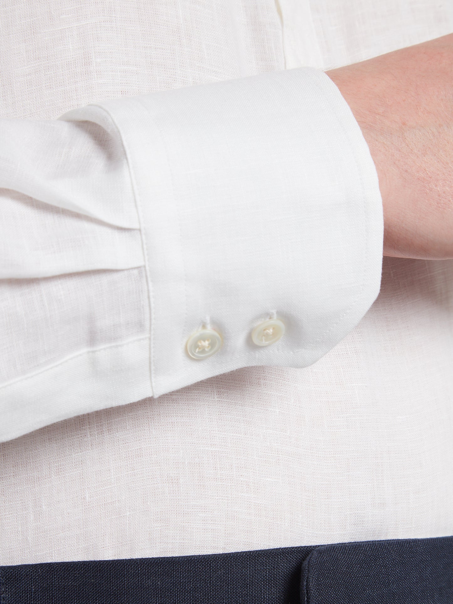 Linen Shirt Half Placket - White