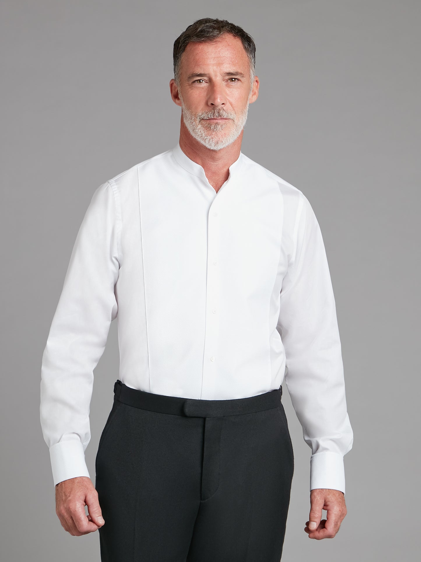 Marcella Dress Shirt, Collarless - White