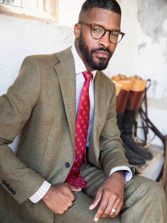 Pure Silk Flying Grouse Tie - Red