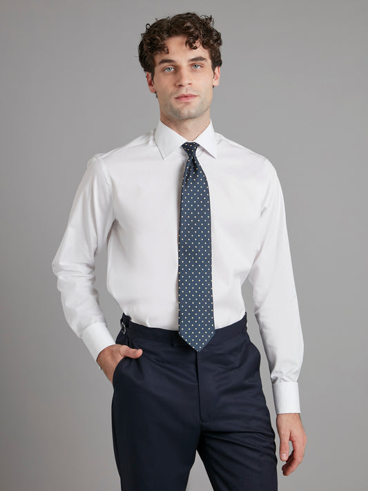 Twill Silk Tie, Spot - Navy