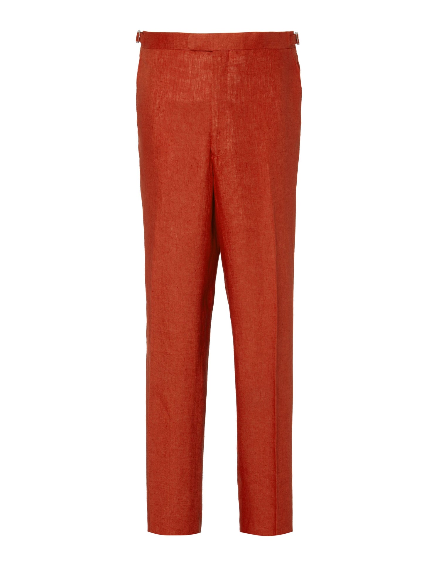 Flat Front Linen Pants - Red