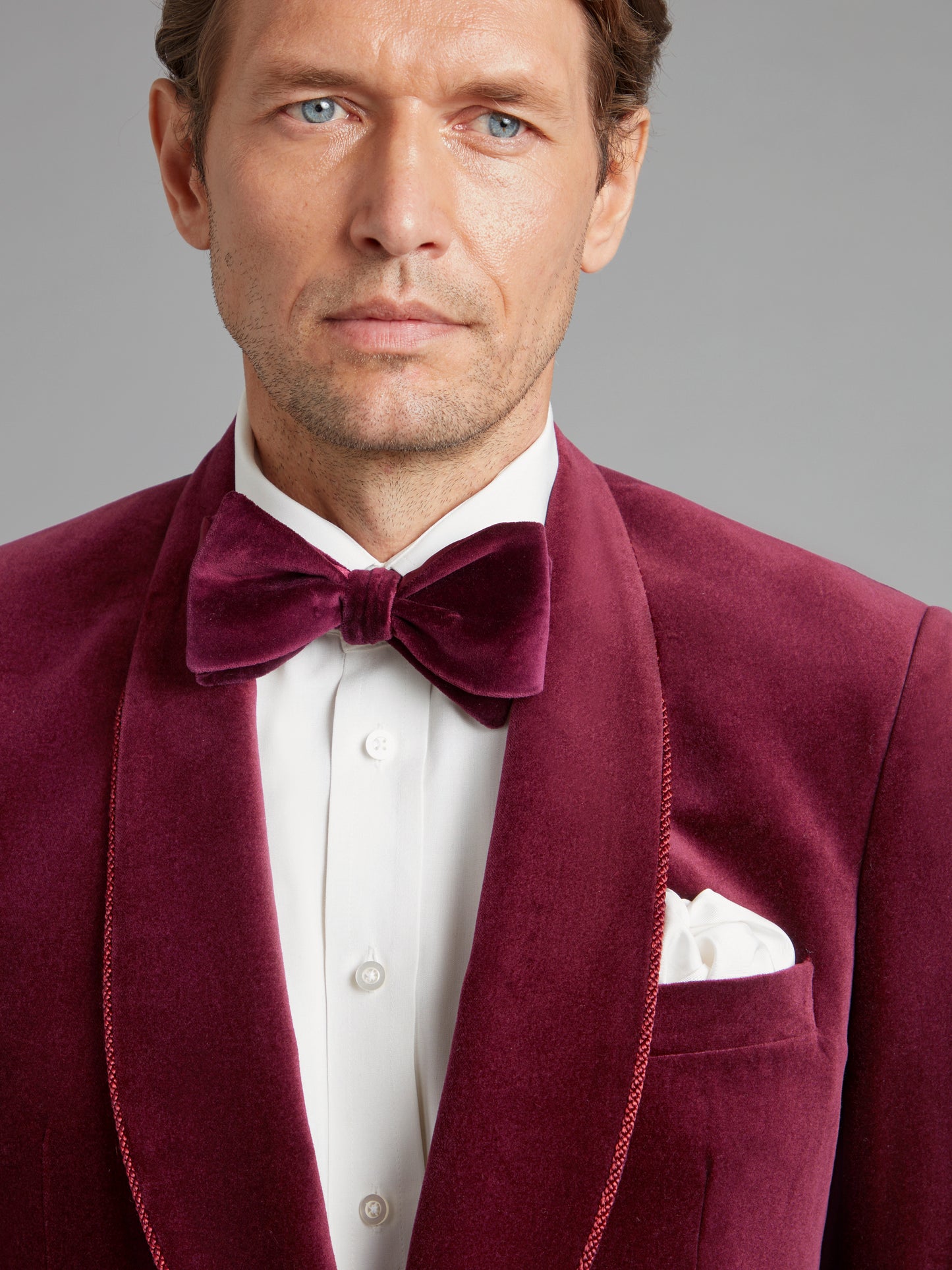 Velvet Bow Tie, Self Tie - Burgundy