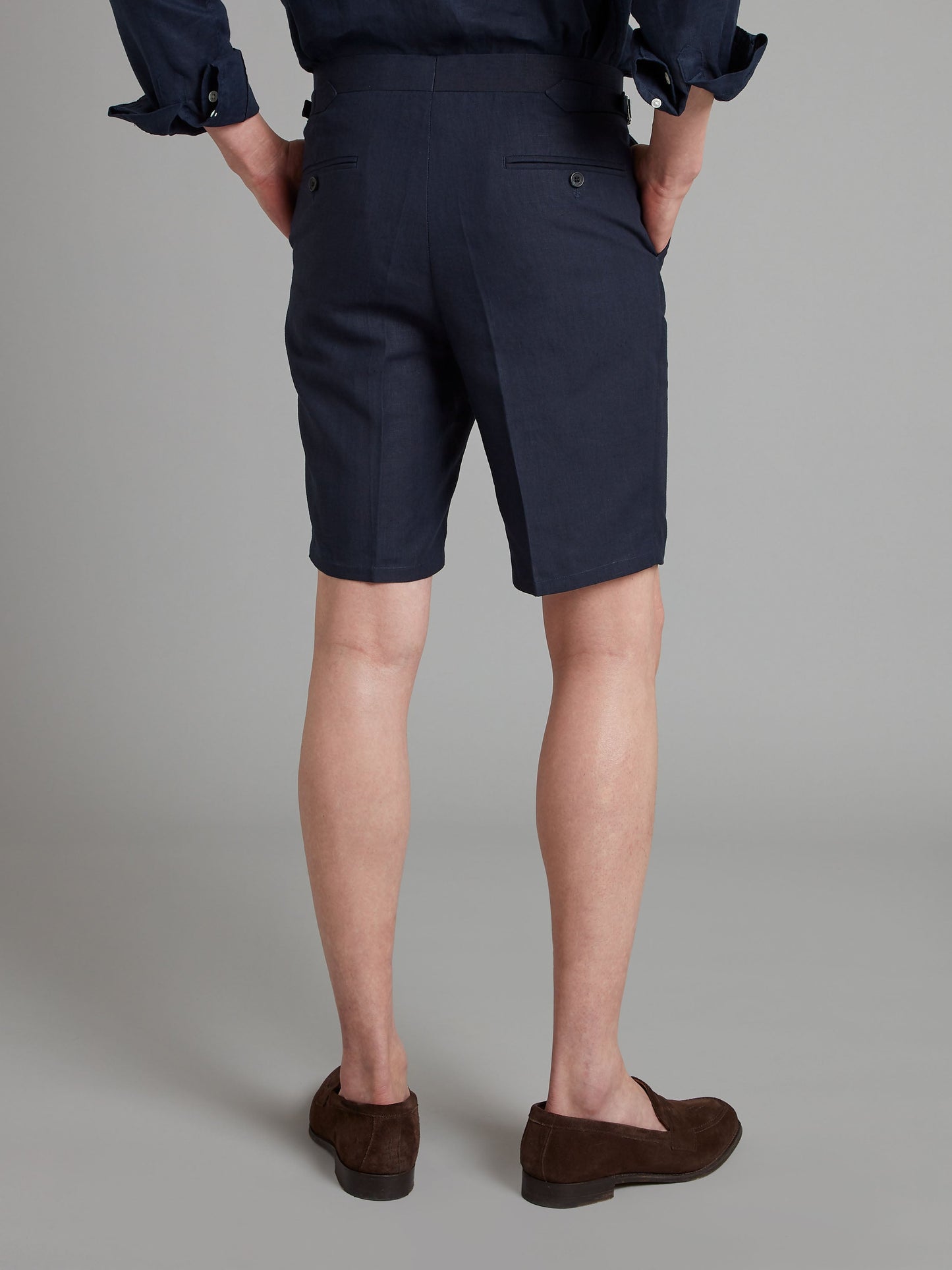 Pleated Shorts - Navy Linen