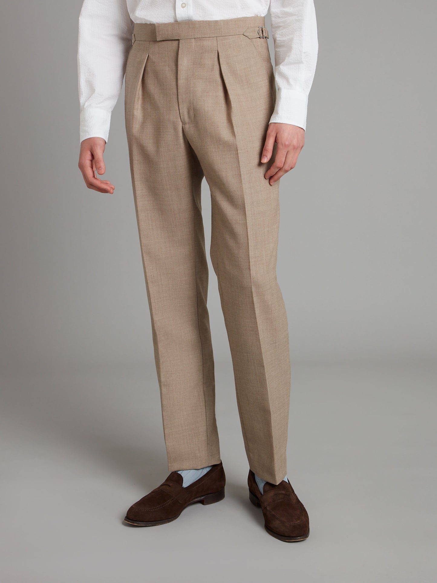 Pleated Trousers Wool - Beige Brown