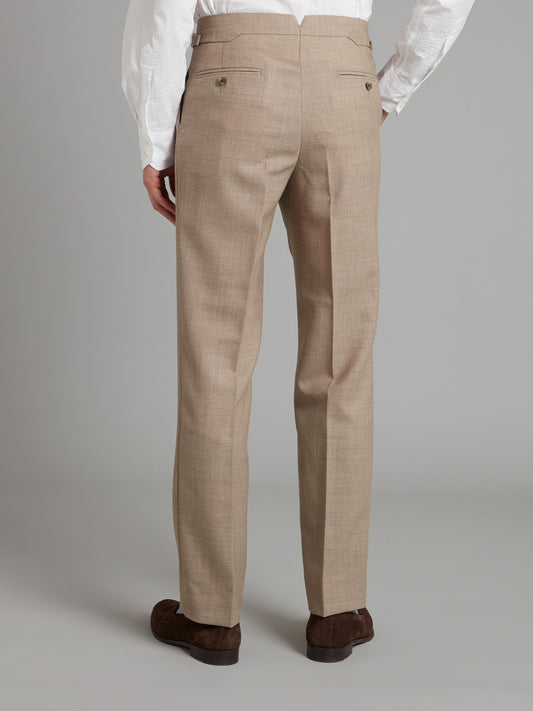 Pleated Trousers Wool - Beige Brown