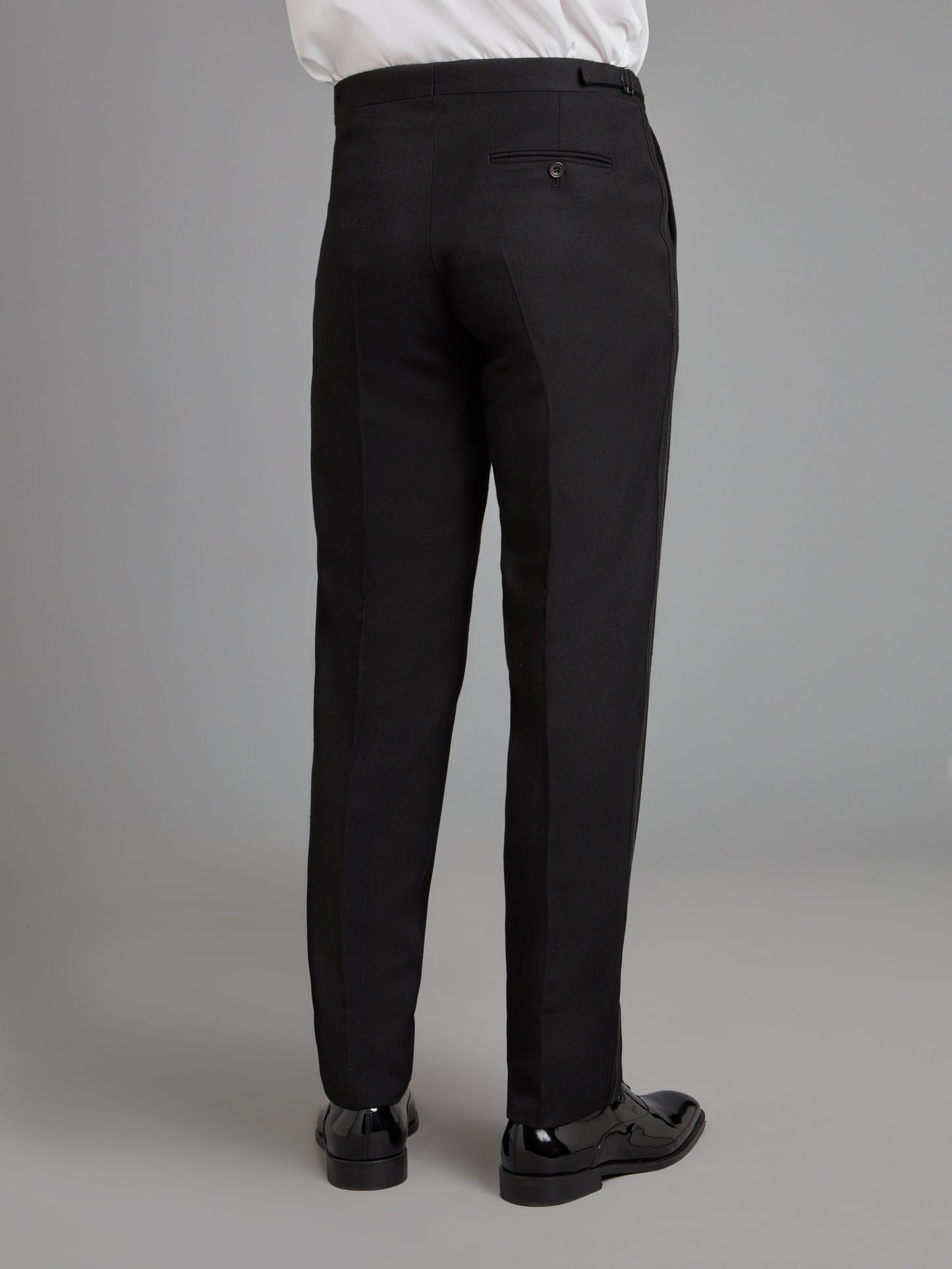 Pleated Tuxedo Pants - Black Barathea