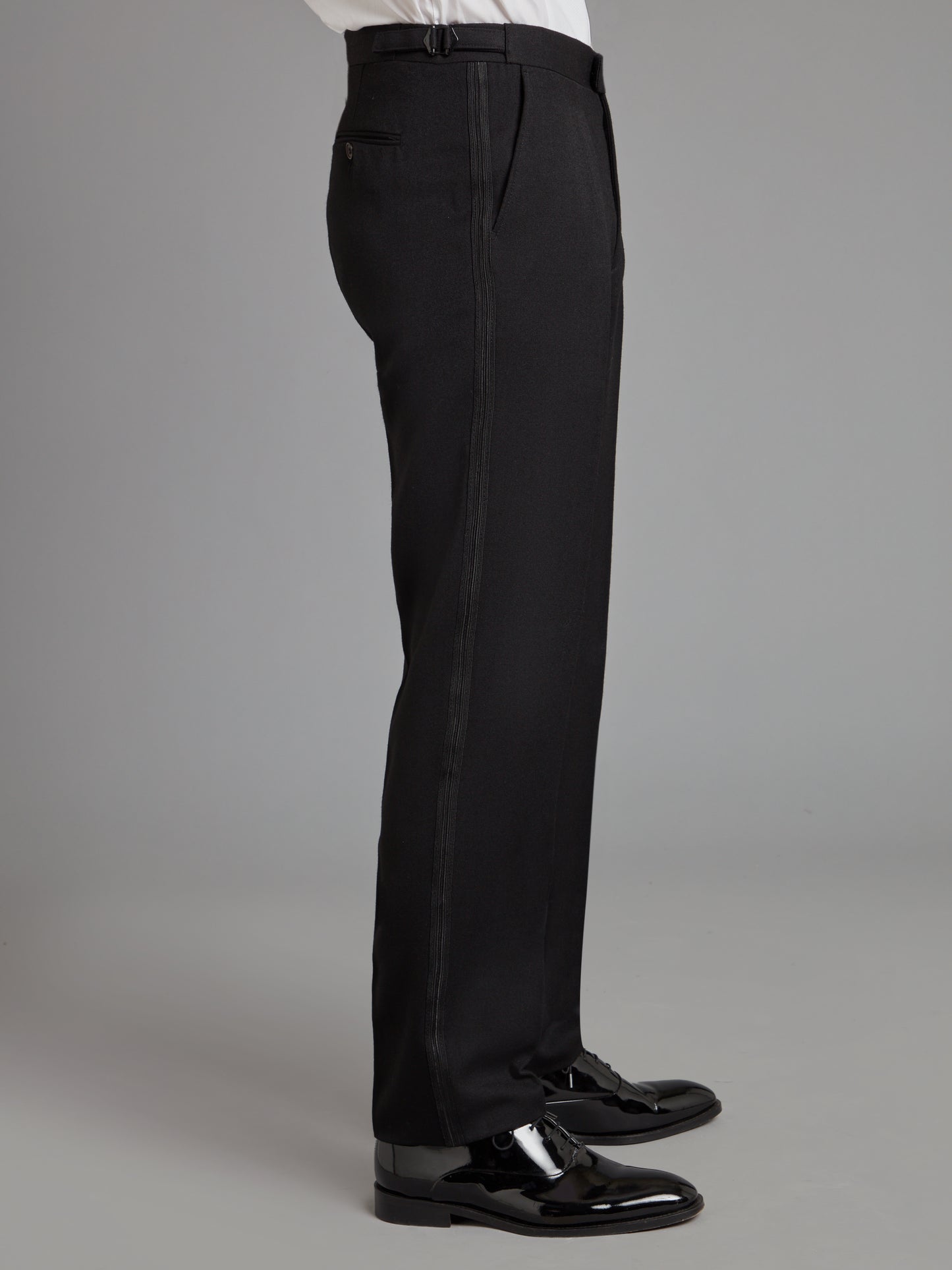 Pleated Tuxedo Pants - Black Barathea