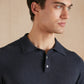 Polo Shirt with Pointelle Detail - Navy