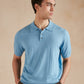 Polo Shirt with Pointelle Detail - Maya Blue