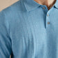 Polo Shirt with Pointelle Detail - Maya Blue