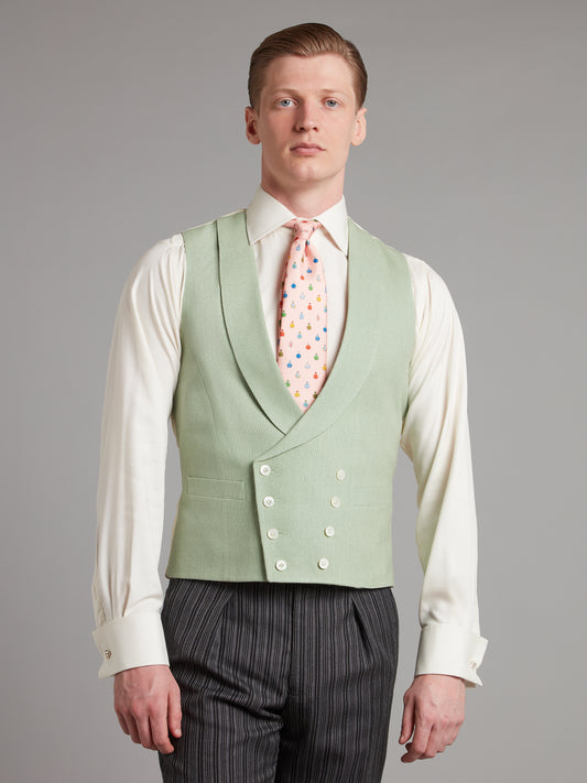 Pure Silk Double Breasted Waistcoat - Green