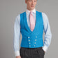 Pure Silk Double Breasted Waistcoat - Mid Blue