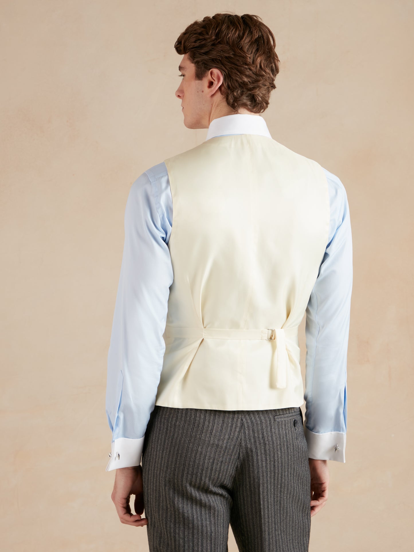 Double Breasted Waistcoat - Ivory Herringbone