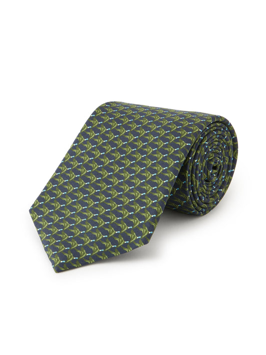 Pure Silk Pheasant Pattern Tie - Green