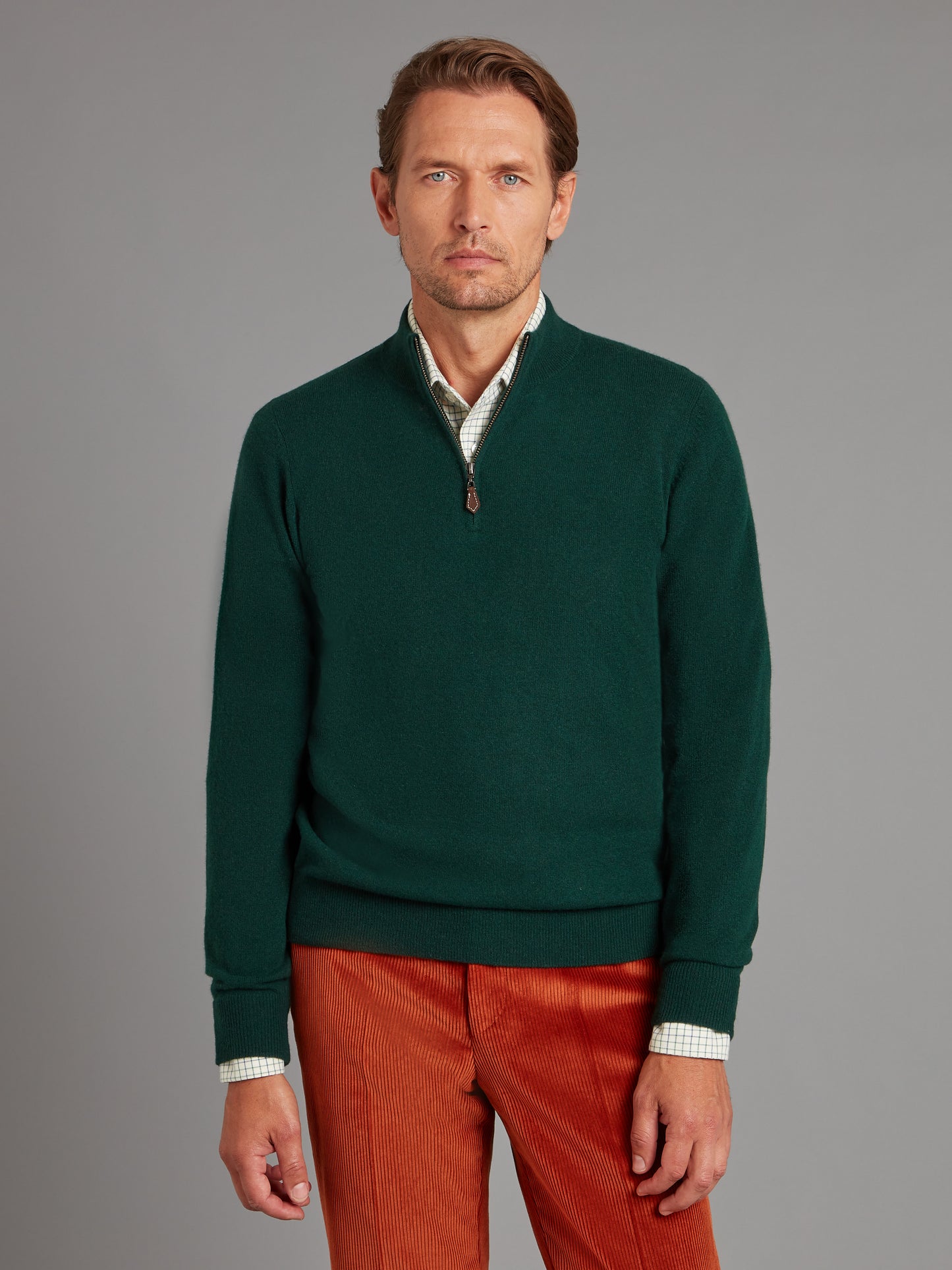 Cairns Quarter-Zip Jumper - Tartan Green