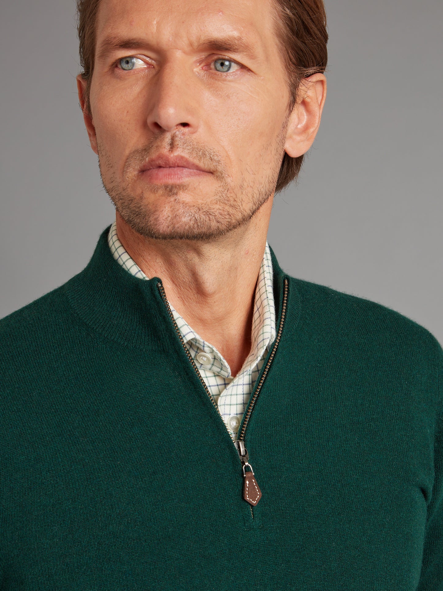 Cairns Quarter-Zip Jumper - Tartan Green