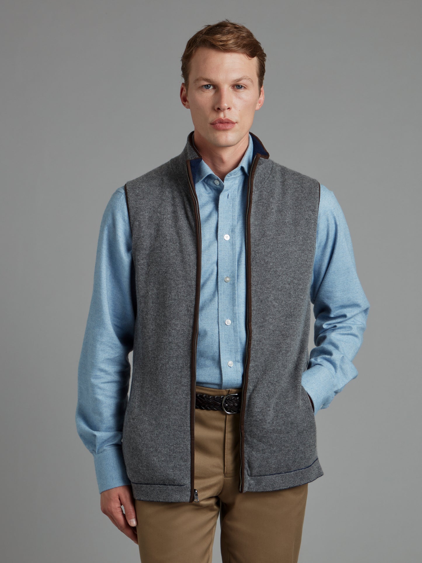 Reversible Cashmere Vest - Navy & Gunmetal