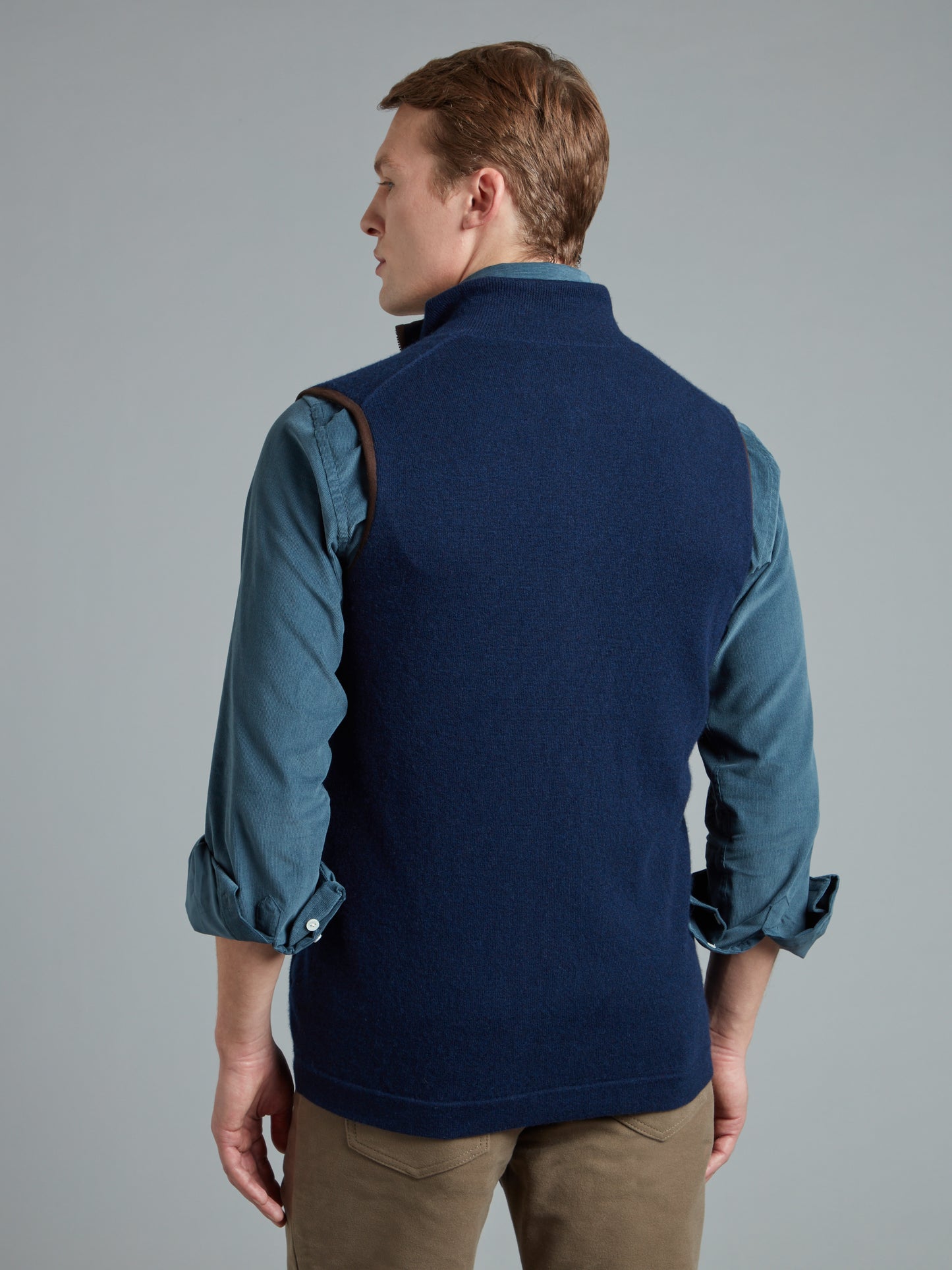 Reversible Cashmere Gilet - Navy & Moss