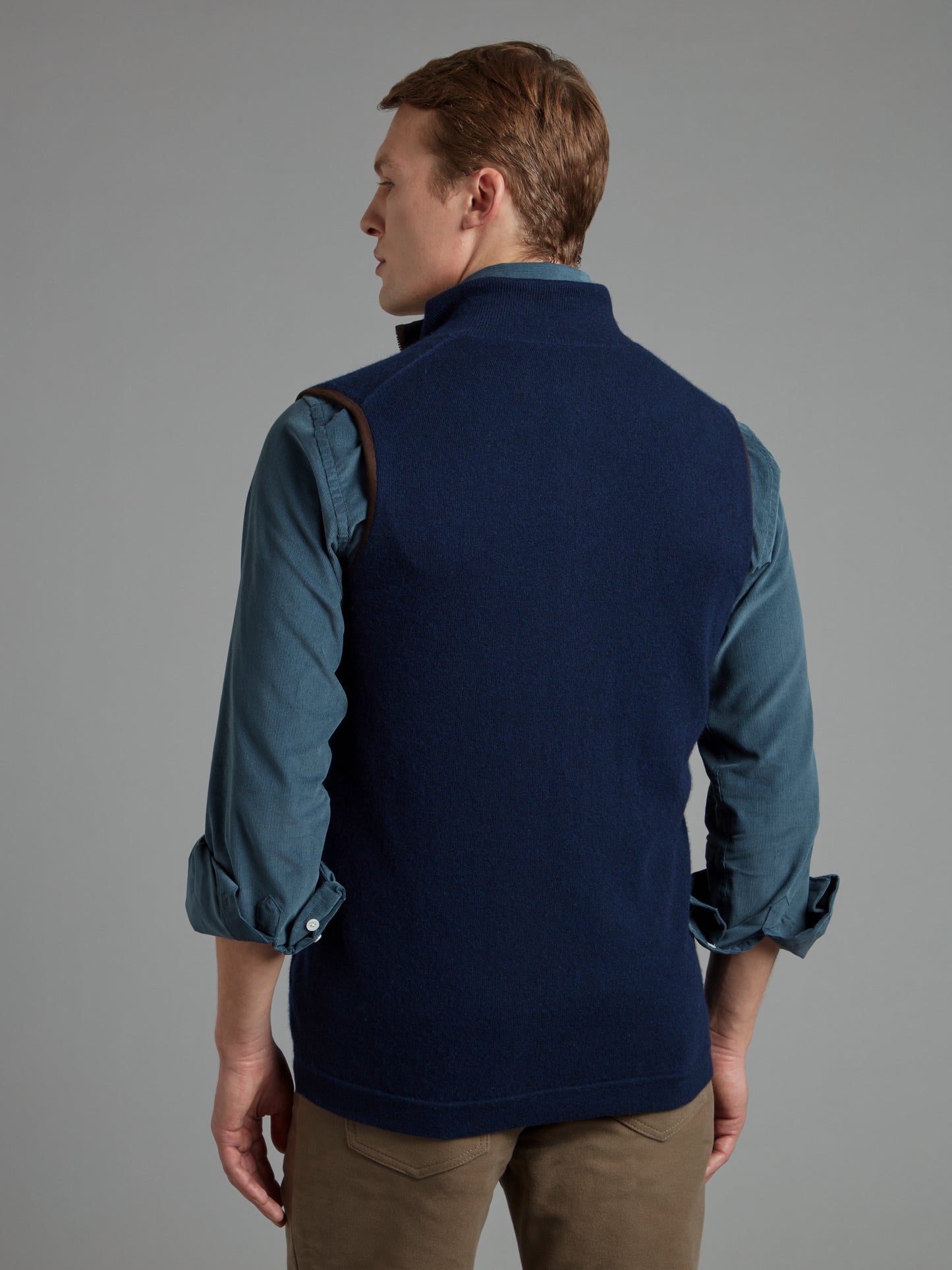 Reversible Cashmere Vest - Navy & Moss