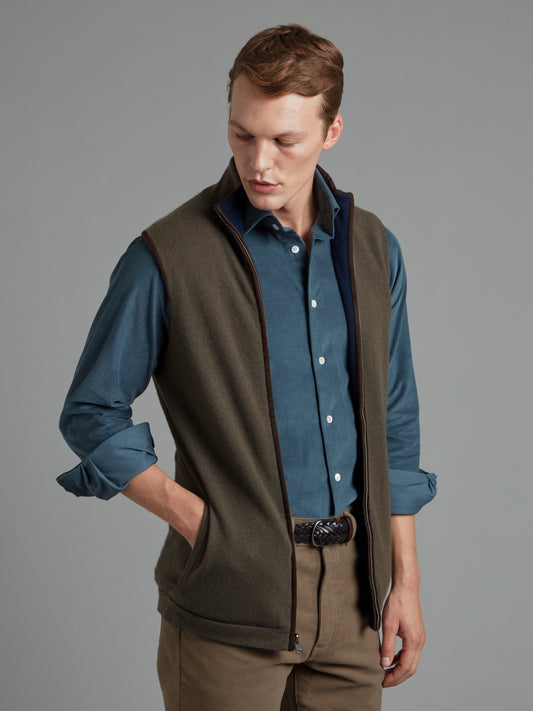 Reversible Cashmere Vest - Navy & Moss