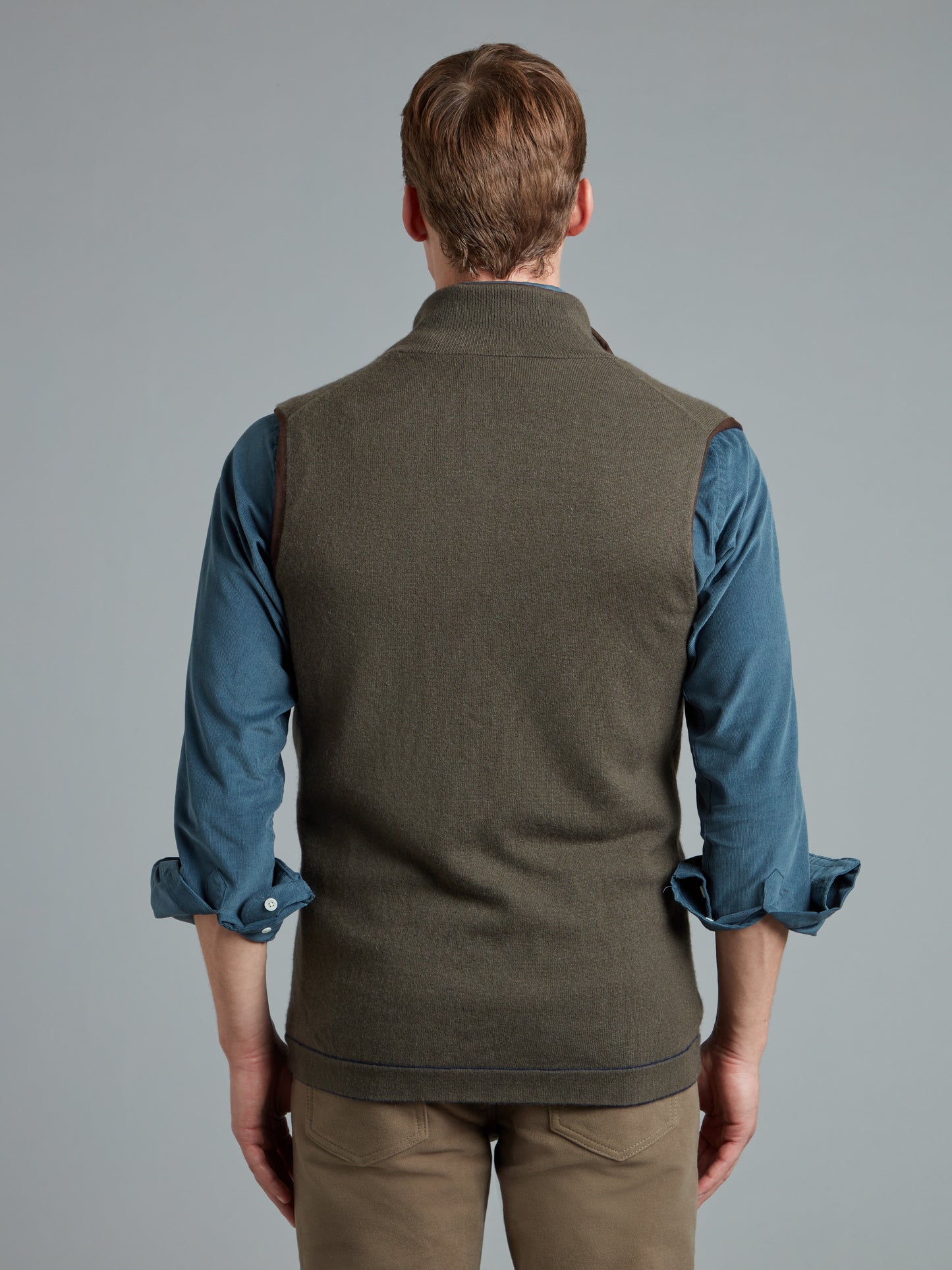 Reversible Cashmere Gilet - Navy & Moss