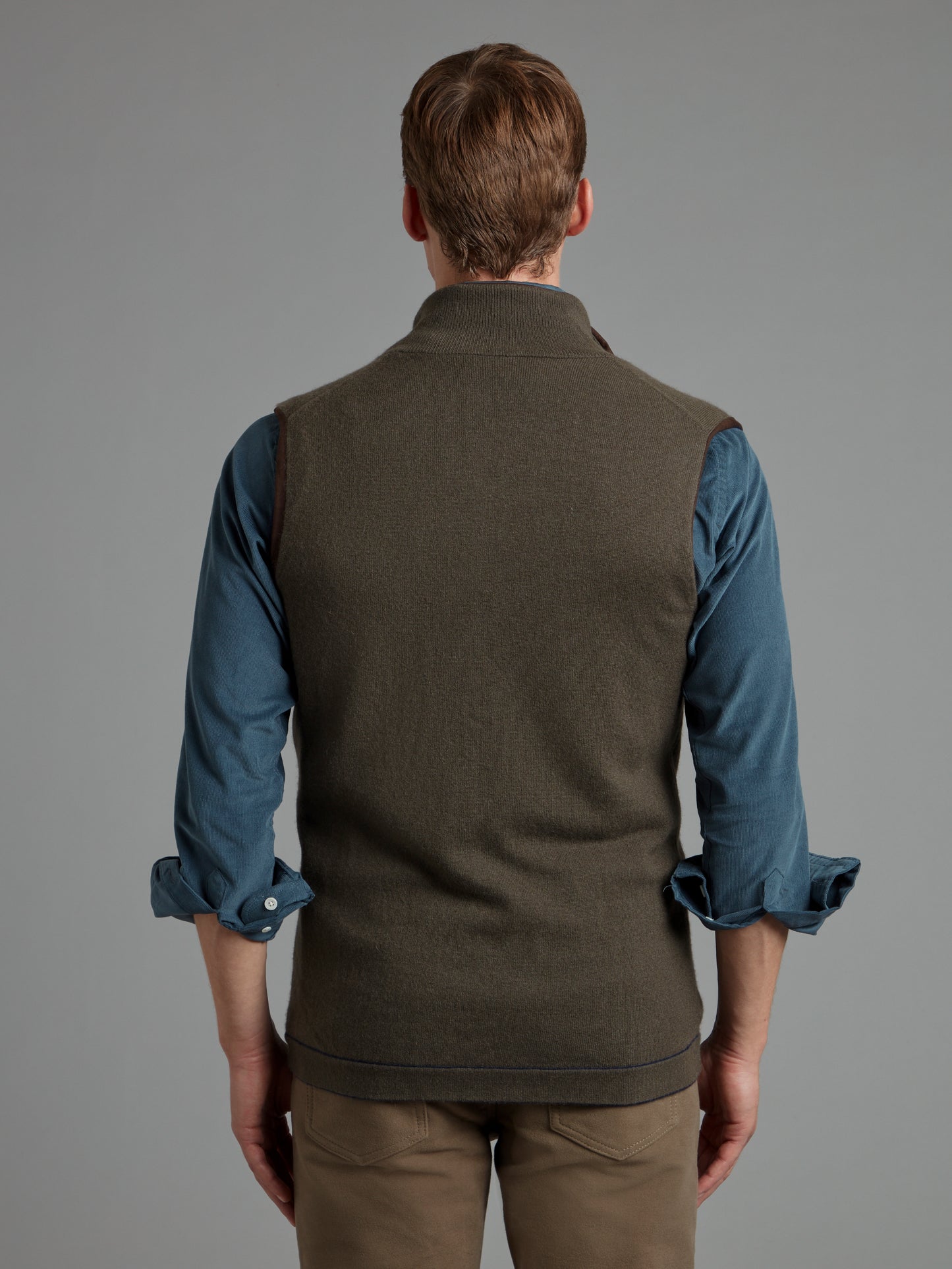 Reversible Cashmere Vest - Navy & Moss