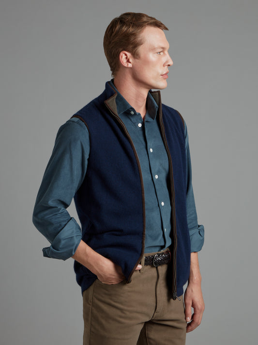 Reversible Cashmere Vest - Navy & Moss