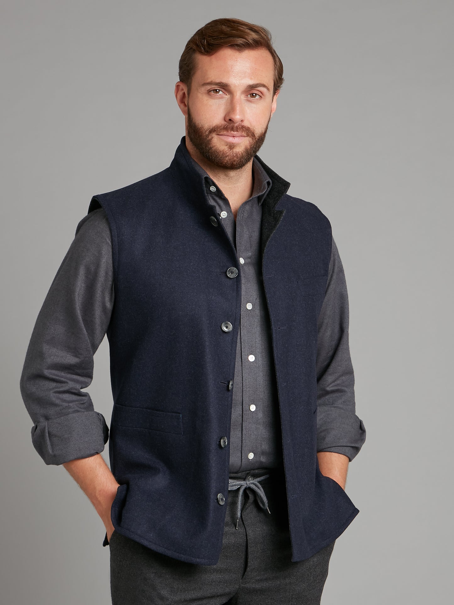 Reversible Vest - Navy & Grey Loden