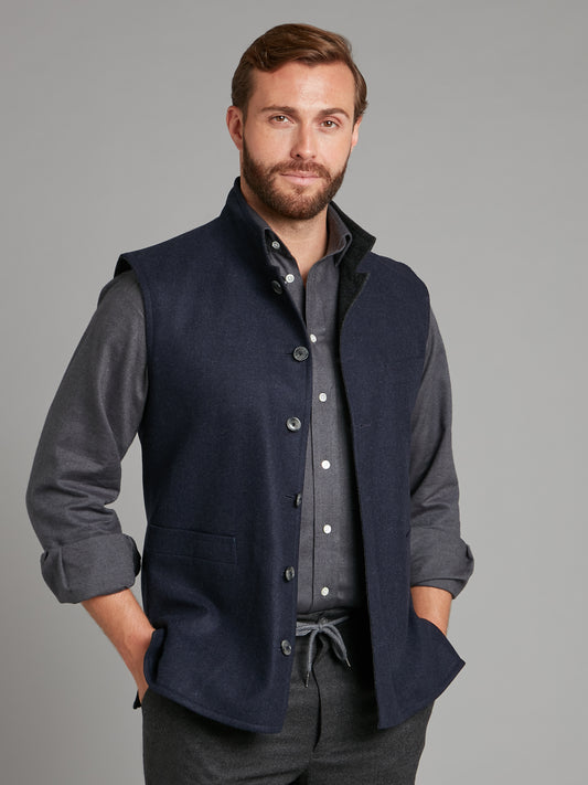 Reversible Gilet - Navy & Grey Loden