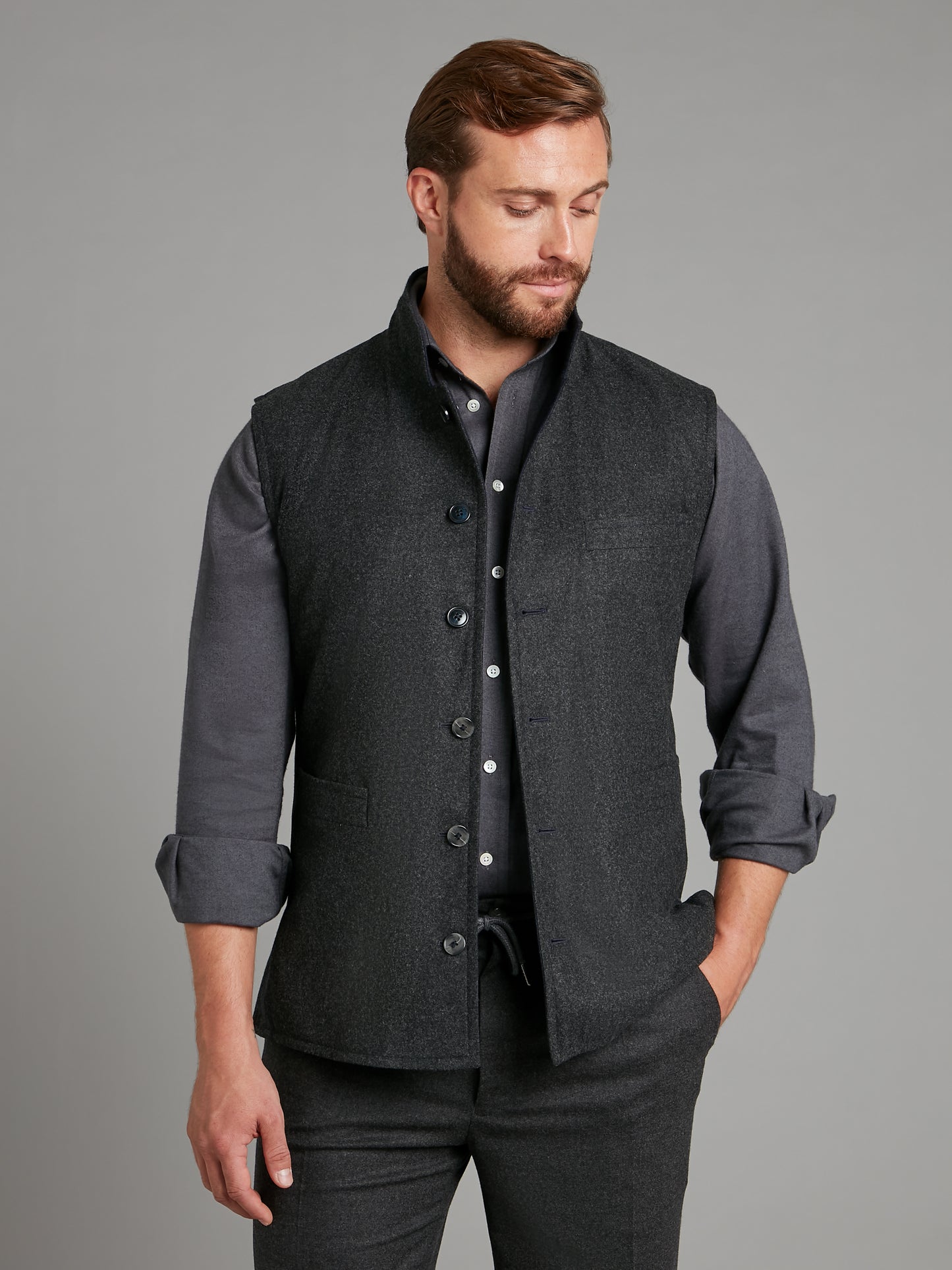 Reversible Vest - Navy & Grey Loden