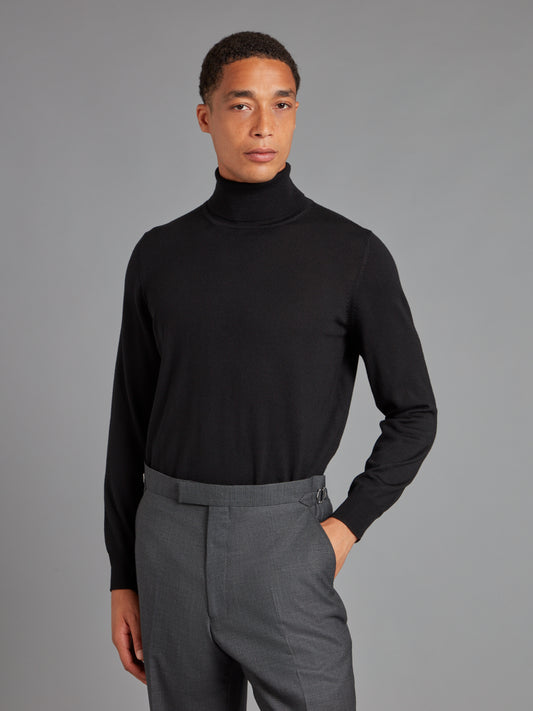 Roll Neck Merino Jumper - Black