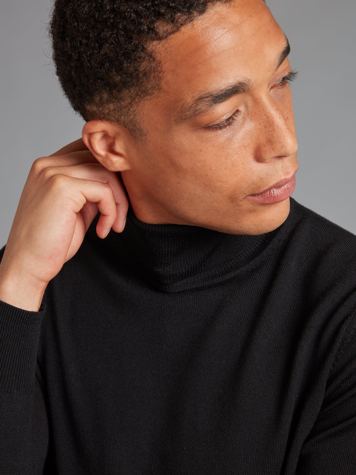 Roll Neck Merino Jumper - Black