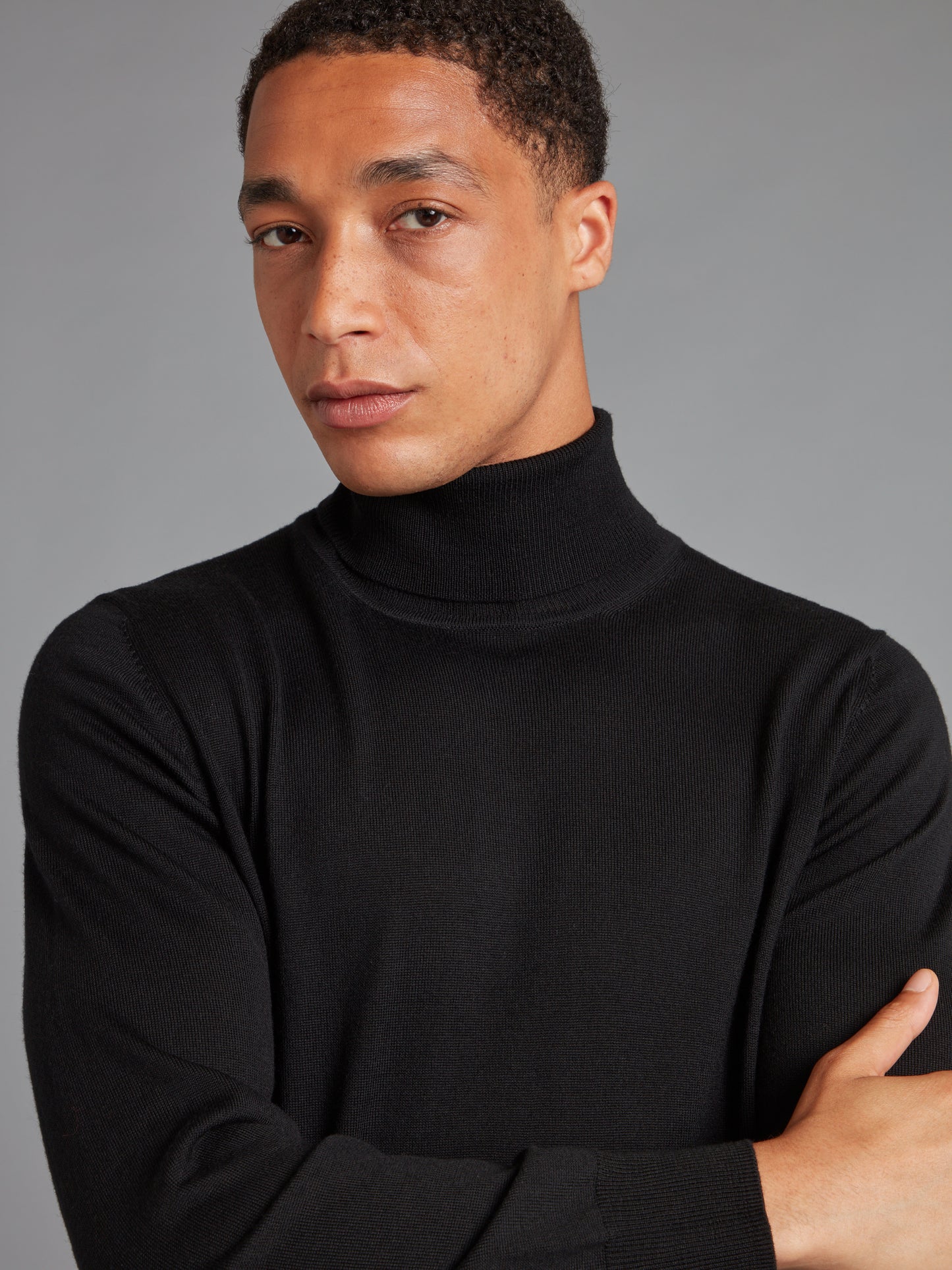 Roll Neck Merino Jumper - Black