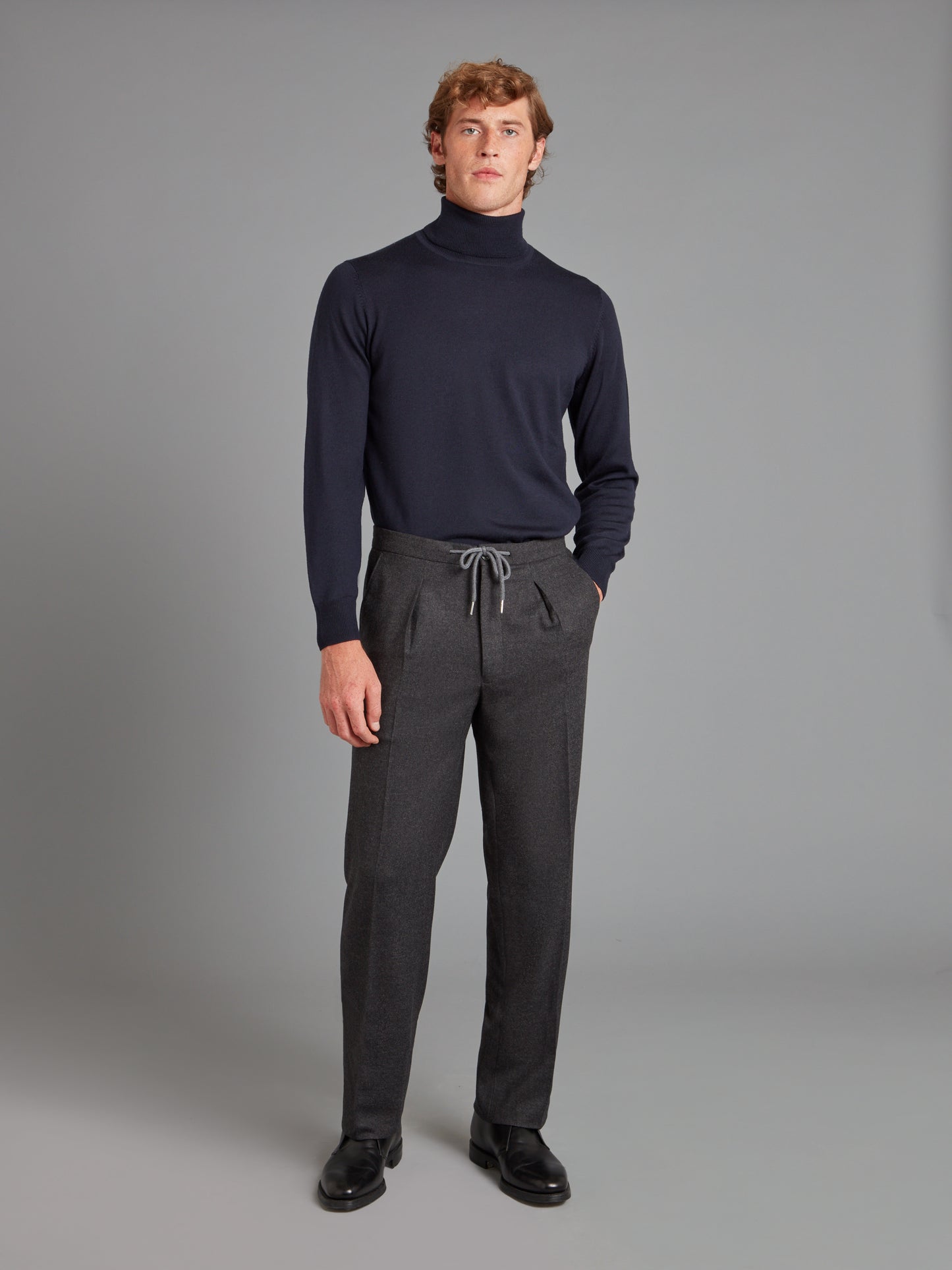 Roll Neck Merino Jumper - Navy