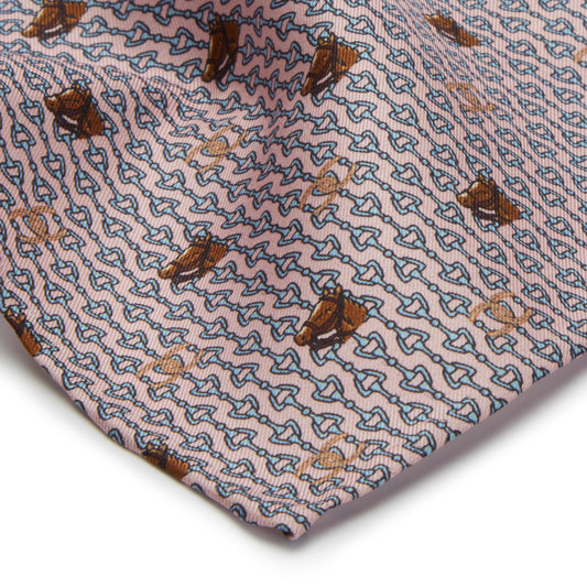 Silk Horseshoe Pocket Square - Pink