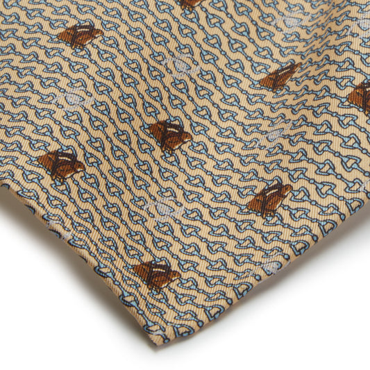 Silk Horseshoe Pocket Square - Yellow