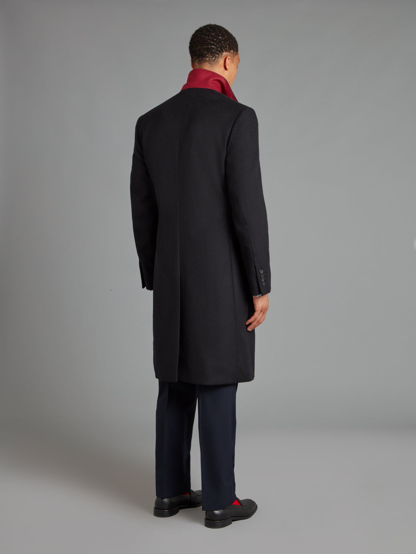 Single Breasted Overcoat - Navy Cashmere Blend