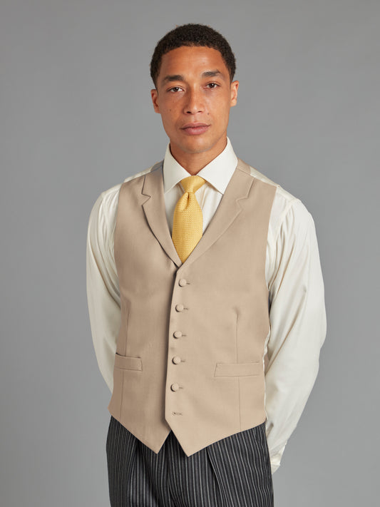 Single Breasted Wool Waistcoat - Buff