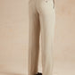 Single Pleat Cool Wool Trousers - Beige