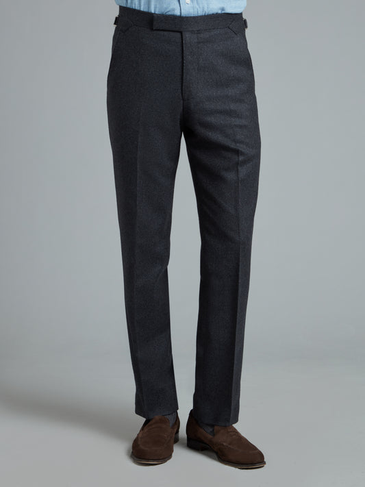 Sloan Pleated Trousers - Denim Blue Wool Twill