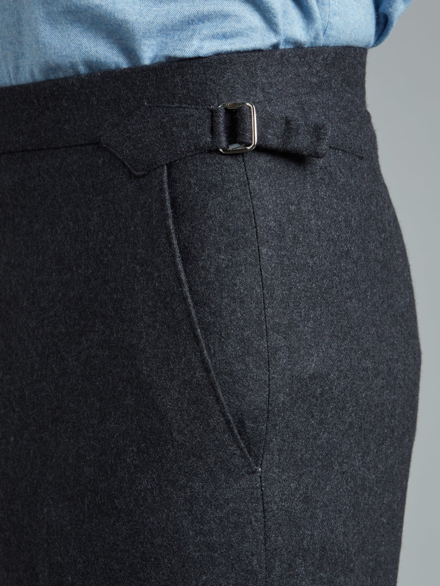 Sloan Pleated Trousers - Denim Blue Wool Twill