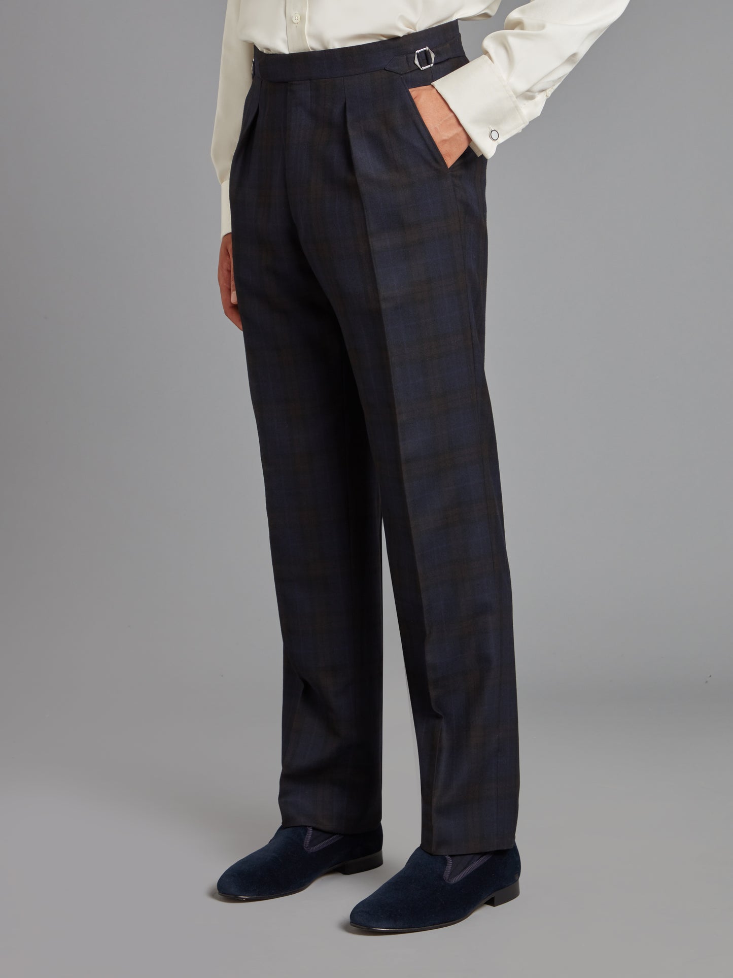 Tartan Trousers - Navy Brown