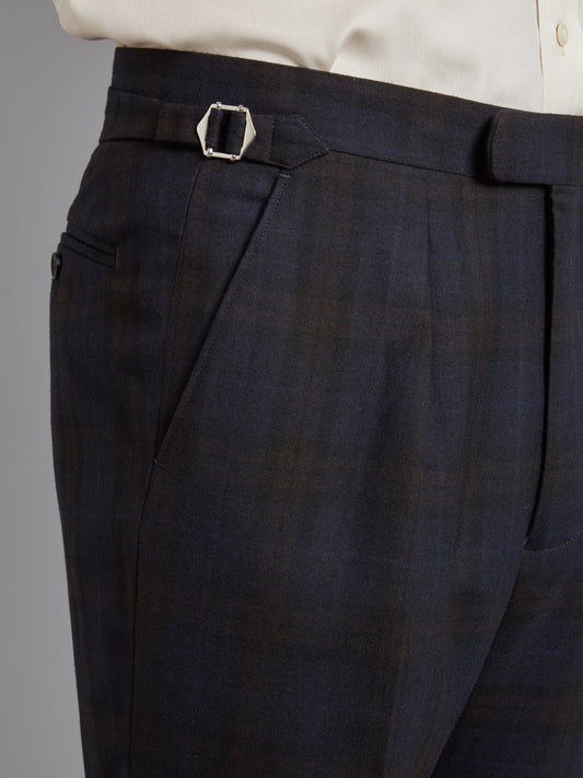 Tartan Trousers - Navy Brown