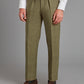 Pleated Pants - Moss Windowpane Tweed