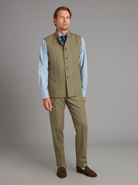 Gilet - Lavender / Brown Windowpane Tweed