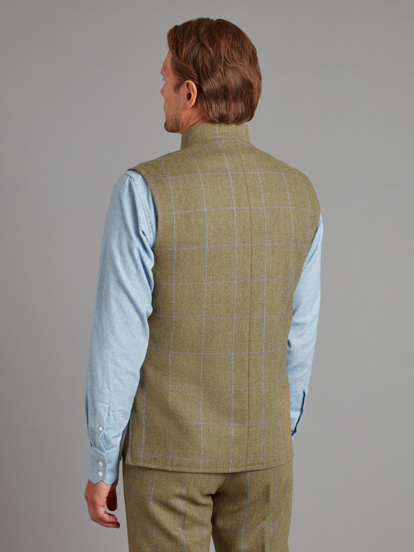 Gilet - Lavender / Brown Windowpane Tweed