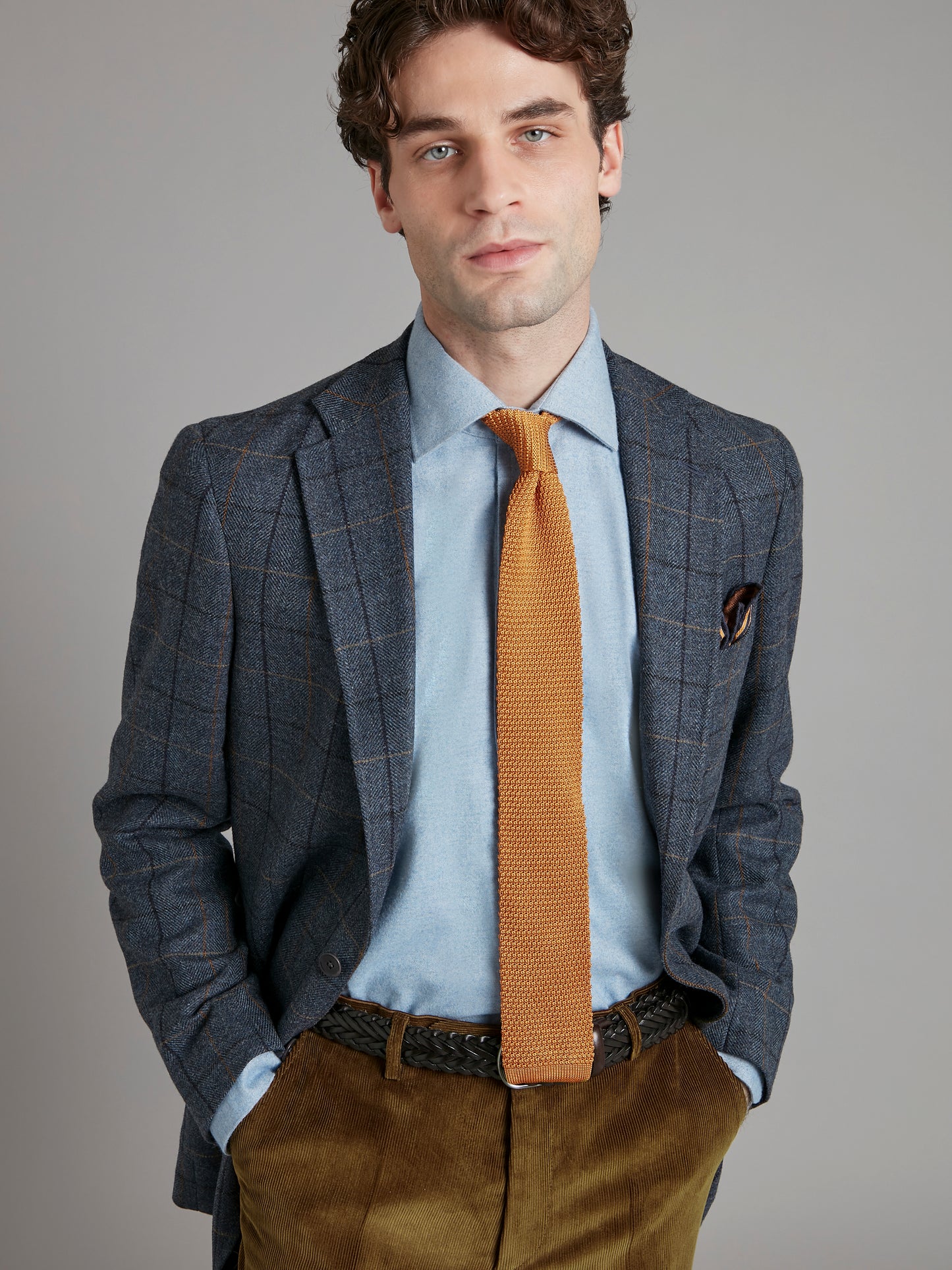 Unstructured Jacket - Blue Wool Windowpane