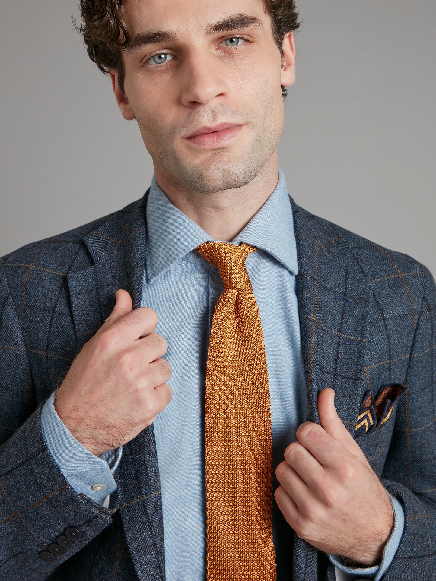 Unstructured Jacket - Blue Wool Windowpane